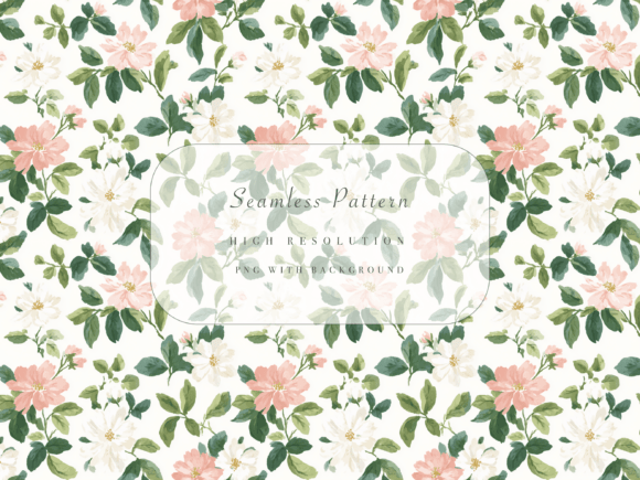Blush Pink and White Floral Seamless Pattern PNG