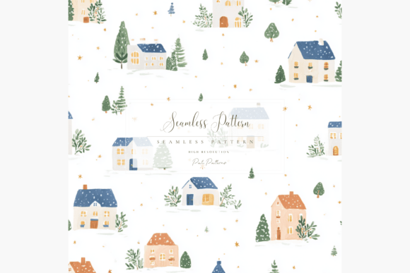 Bring Holiday Cheer to Your Projects with the Christmas Winter Village Seamless Pattern PNG