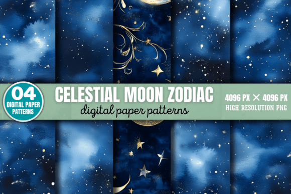 Celestial Moon Zodiac Digital Pattern 2: A Versatile Tool for Creative Projects