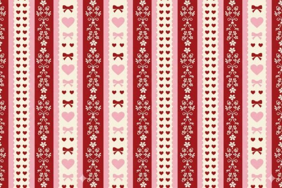 Coquette Valentine Pattern Paper Stripes: A Creative Digital Resource for Crafting and Design