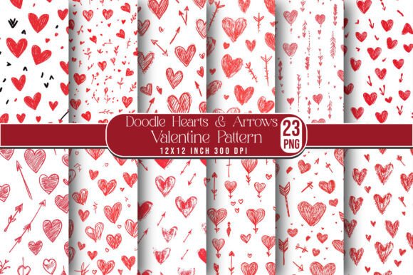 Doodle Hearts Arrows Valentine Pattern – A Versatile Design for Creative Projects