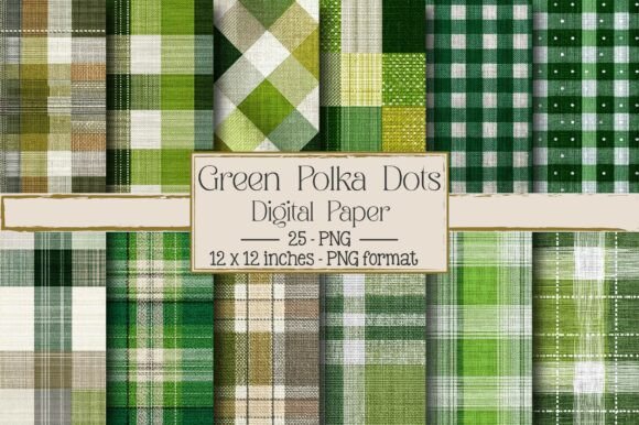 Green Polka Dots and Gingham Stripes for Creative Projects
