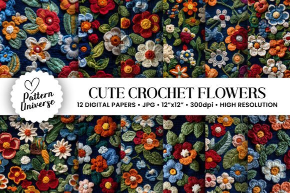 Knitted Crochet Flowers Seamless Pattern: A Versatile Digital Resource for Creative Projects