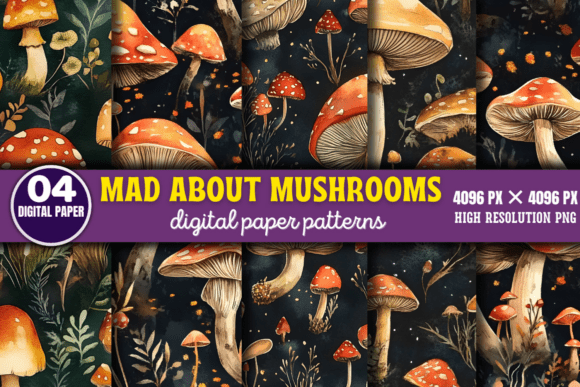 Mad About Mushrooms Digital Pattern 3: A Creative Must-Have for Designers and Crafters