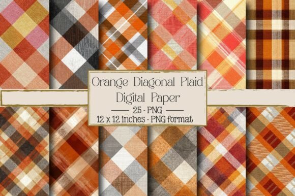 Orange Diagonal Plaid Design for Creative Projects