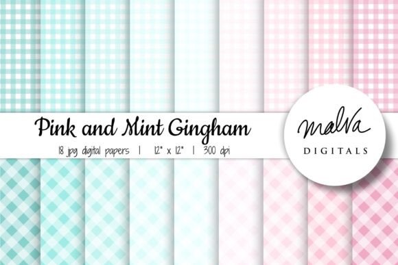 Pink and Mint Valentine’s Day Gingham for Creative Projects