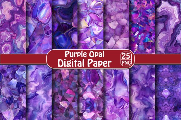 Purple Opal Pattern – 25 Designs PNG Files for Creative Projects
