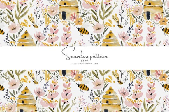 Watercolor Bee Floral Seamless Pattern: A Versatile Design for Creative Projects
