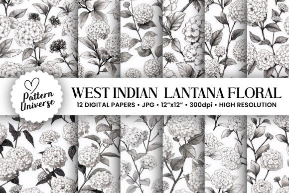 West Indian Lantana Flower Digital Paper – A Versatile Resource for Creative Projects