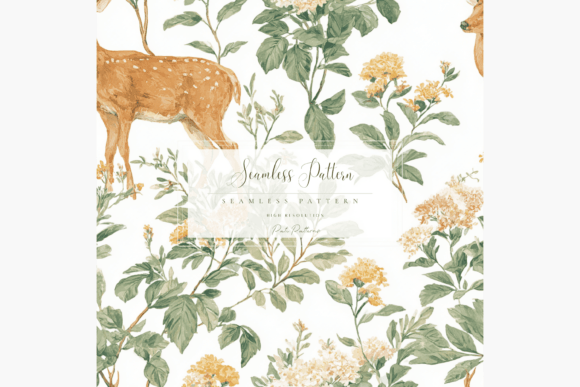 Woodland Deer Floral Seamless Pattern PNG for Commercial Use – A Versatile Design for Kids and Seasonal Crafts